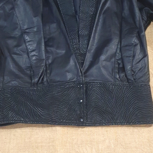 Size 12 80s vintage leather bomber jacket retro - Picture 6 of 9
